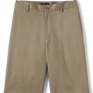 NWT LANDS' END MEN'S PLAIN FRONT WRINKLE RESISTANT BLEND CHINO SHORTS KHAKI 29